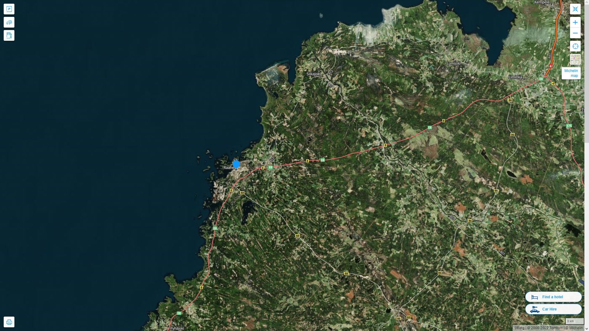 Raahe Highway and Road Map with Satellite View